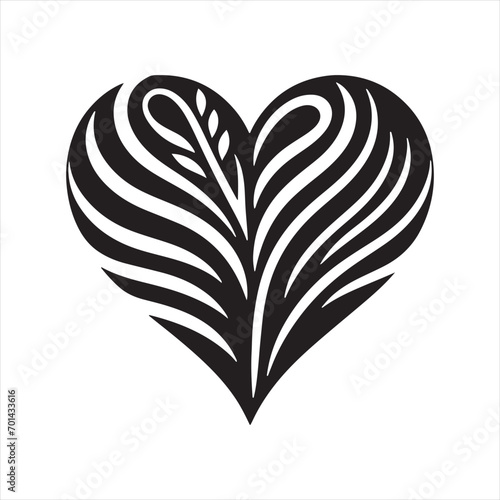 Luminous Reverie: Radiant Heart Silhouette in the Dark - Heart Black Vector Stock

