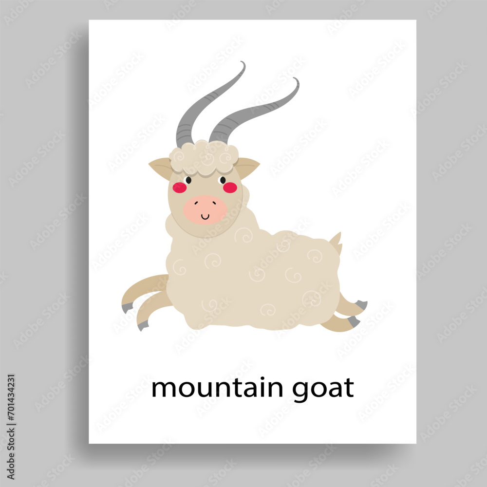Fototapeta premium colorful mountain goat ungulate herbivores animals cartoon flat vector illustration
