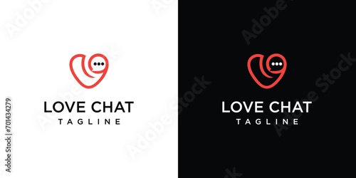 Combination logo of heart and chat symbol logo design concept