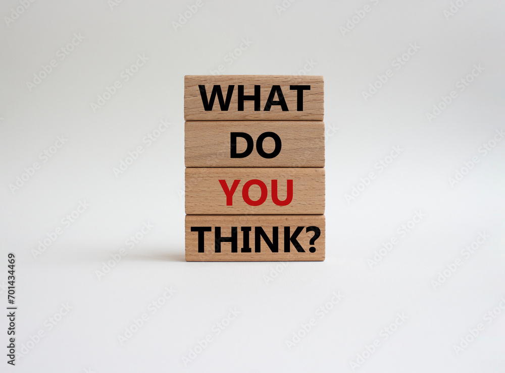 What do you think symbol. Wooden blocks with words What do you think. Beautiful white background. Business and What do you think concept. Copy space. What do you think symbol. Wooden blocks with words What do you think. Beautiful white background. Business and What do you think concept. Copy space.