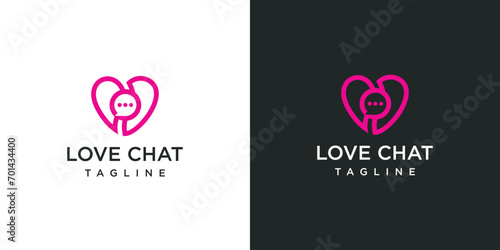 Combination logo of heart and chat symbol logo design concept