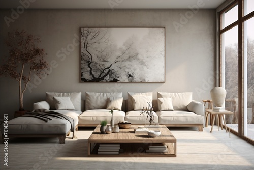 A white and beige luxurious living room