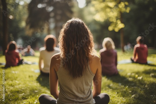 unrecognizable woman doing a yoga class at sunset in nature