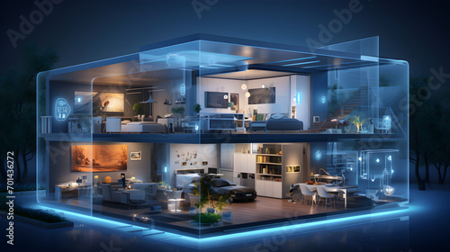 Futuristic House Blueprint, Architecture Technology: Blueprint of Tomorrow, Tech-Infused Residency, Next-Gen Home Design, Architectural Innovation, Digital Living Vision, Smart Home Evolution photo