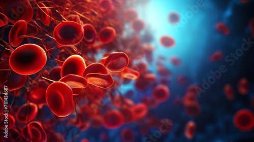Abstract artistic image of platelets filling the circulatory system
