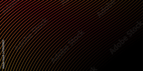 Abstract background with waves for banner. Medium banner size. Vector background with lines. Element for design isolated on black. Black, red and yellow