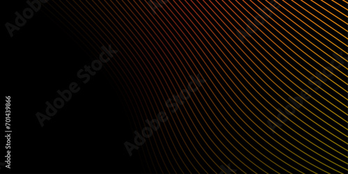 Abstract background with waves for banner. Medium banner size. Vector background with lines. Element for design isolated on black. Black, red and yellow