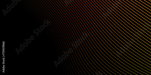 Abstract background with waves for banner. Medium banner size. Vector background with lines. Element for design isolated on black. Black, red and yellow photo