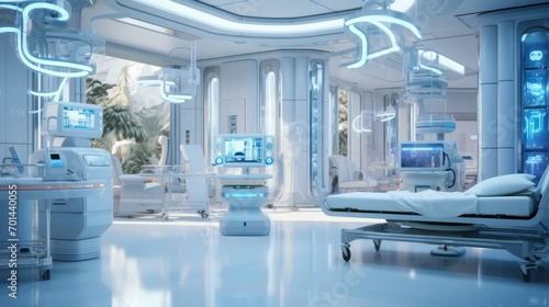 Modern hospital room with x-ray machine