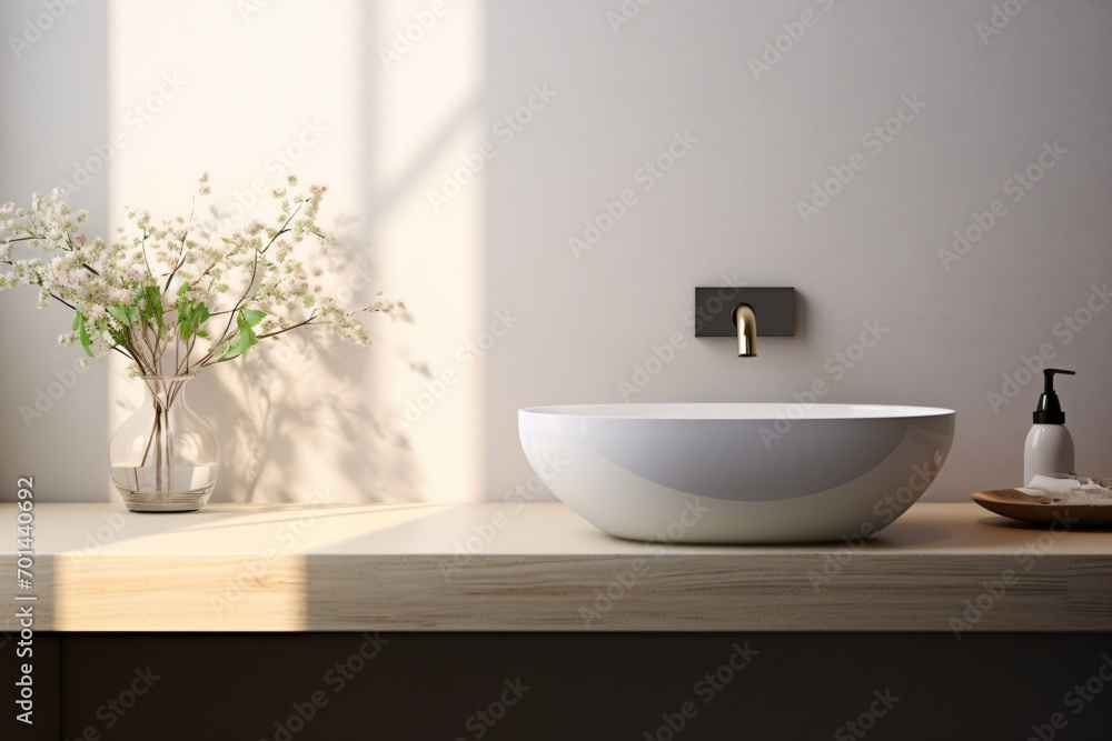 Fototapeta premium A fancy ceramic marble sink for the kitchen and bathroom