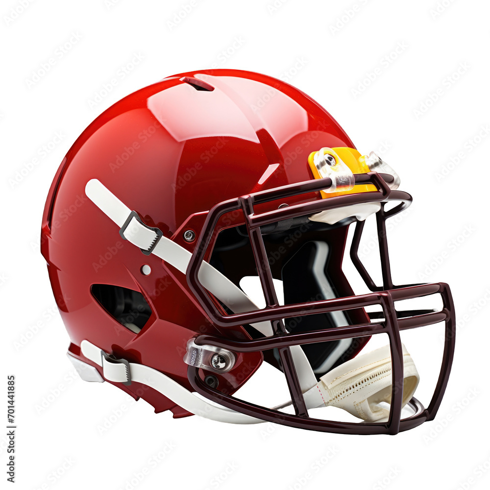 Fototapeta premium American College football red helmet isolated on cutout PNG transparent background