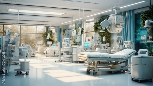 Interior of a modern hospital. Medical equipment
