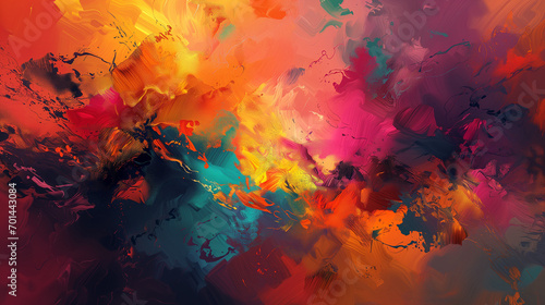 An energetic and vivid abstract digital painting crafted with a graphics tablet and digital painting software