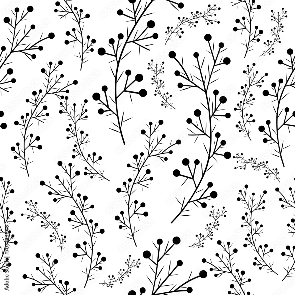 Botanical doodle plant pattern on isolated background. Minimalistic style. For textiles, wallpaper. Botanical doodle plant pattern on isolated background. Minimalistic style. For textiles, wallpaper.