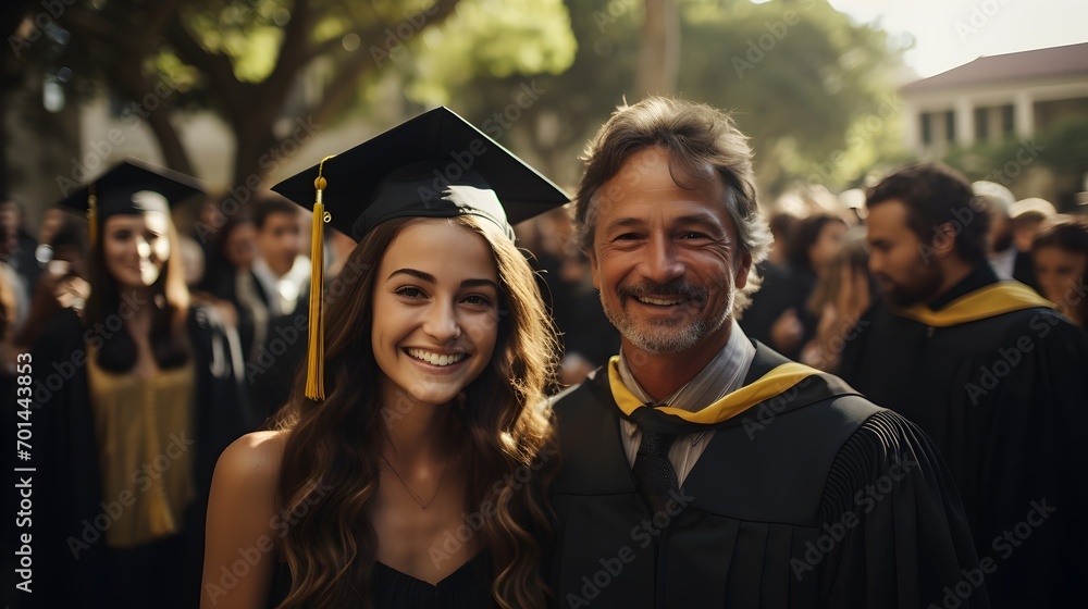 Obraz premium Convocation Ceremony, Academic Graduation, Commencement Day, Graduation Ceremony, Cap and Gown, Smiling Graduates