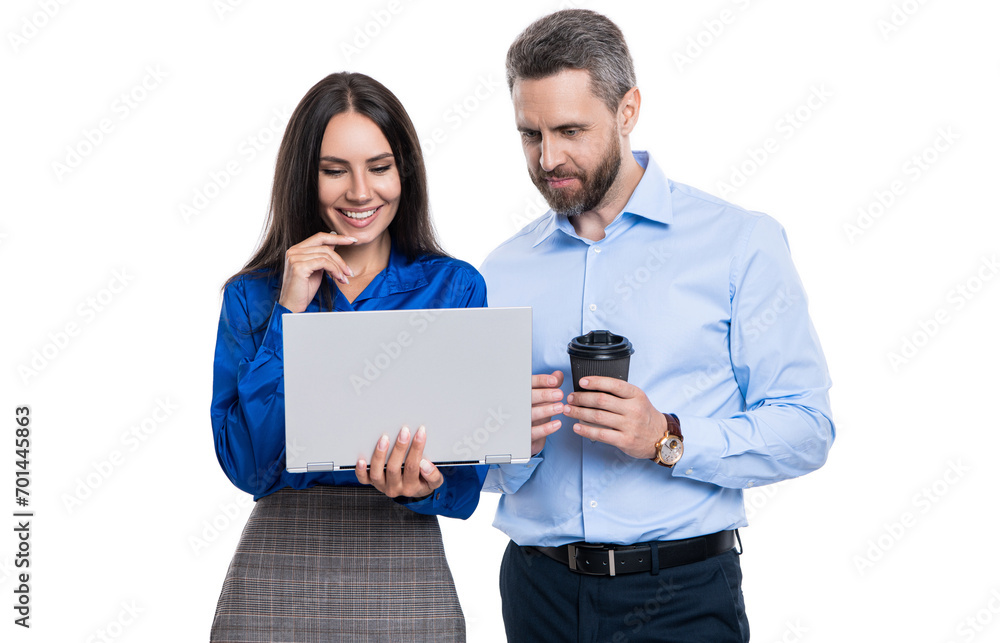 businesspeople isolated on white. remote business online. busy businesspeople colleagues. agile business. remote business work. boss and employee using laptop. Diverse workforce businesspeople isolated on white. remote business online. busy businesspeople colleagues. agile business. remote business work. boss and employee using laptop. Diverse workforce