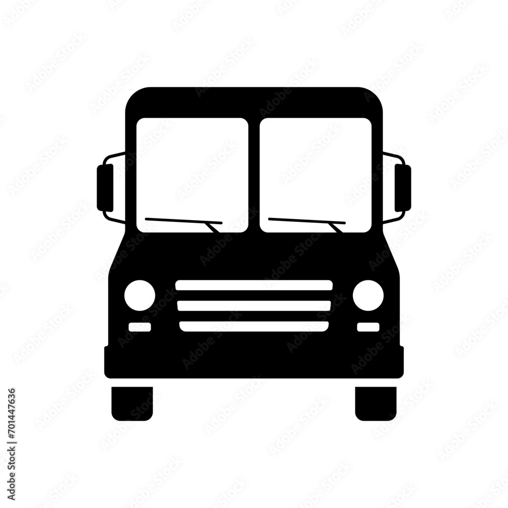 Van icon. Black silhouette. Front view. Vector simple flat graphic illustration. Isolated object on a white background. Isolate. Van icon. Black silhouette. Front view. Vector simple flat graphic illustration. Isolated object on a white background. Isolate.