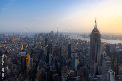 Skyline of New York City with the Empire State Building and One World Trade Center