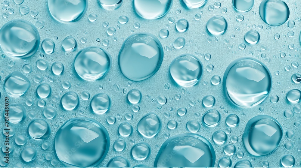 Seamless Texture of Water Droplets Condensation on Light Blue Background