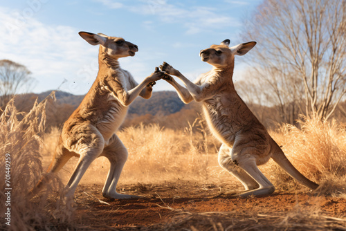 kangaroos fight with each other