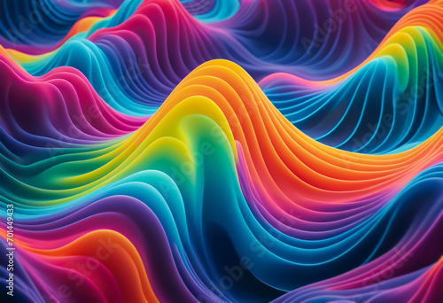 3D abstract colorful background with waves. Abstract rainbow-colored background, wallpaper, backdrop.