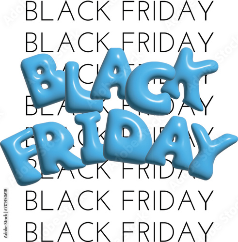 3d vector realistic poster template black friday, sale. Banner, flyer. 3d text inflated blue color