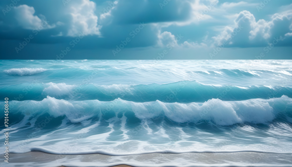 Sea wave during storm in ocean. Beautiful sea wave with cloudy sky. desktop and mobile wallpaper, scenery, landscape. Generative Ai