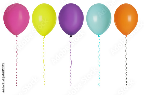 Different colorful balloons isolated on white, set