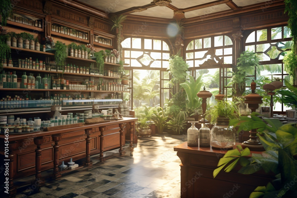 Fototapeta premium A botanical lab or nursery illustration