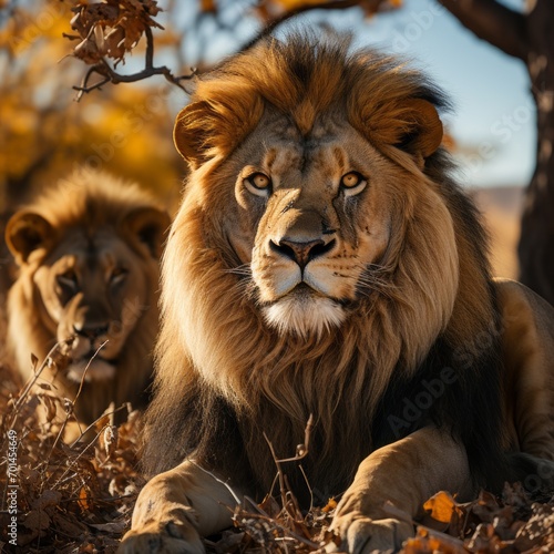 Pride of Lions Resting Under a Tree on the Savannah © Jardel Bassi