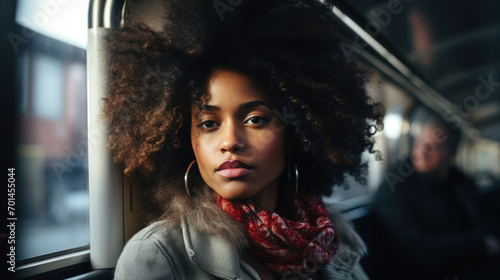 Peaceful Portrait of a Black Woman Riding the Berlin Train © Ananncee Media