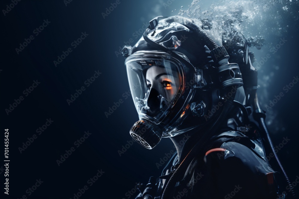 Closeup of a scuba diver underwater Closeup of a scuba diver underwater