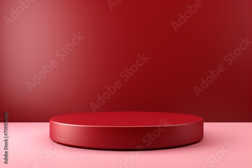 red color podium, stage, or dias for product photoshoot, display, or exhibiton photo