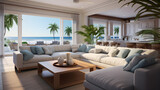 Luxury bedroom with ocean and pool views	