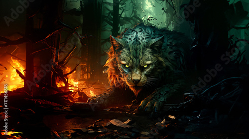 wolf howling at night