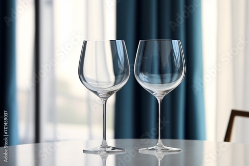 Two wine glasses on a table