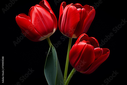 photography of some red tulip flowers on a background  in the style of playful compositions created with Generative Ai