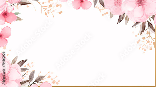 Floral frame with watercolor flowers, decorative flower background pattern, watercolor floral border background