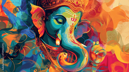 Ganesh Chaturthi Celebration Lord Ganpati in an Abstract Vector Illustration, Festive and Spiritual Design