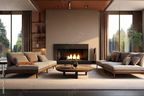 living room with fireplace