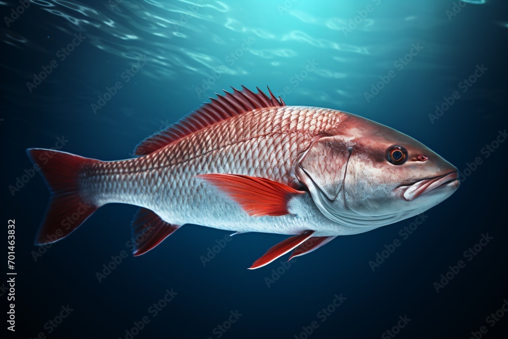 Fototapeta premium red and silver freshwater fish in the ocean, seafood