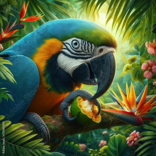 The blue-and-yellow macaw is a species of bird in the Psittacidae family.

It is also known as the yellow-bellied macaw, the hyacinth macaw (Amazonian), blue-and-yellow macaw, and the arauna macaw. It photo