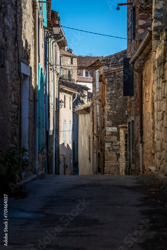 Street in Caunes-Minervois  a small medieval town in the Aude department in the Occitanie region  France