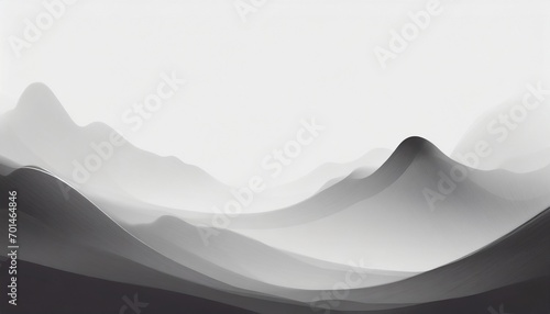 A beautiful, abstract monochrome mountain landscape. Decorative, artistic look in black and white style. © nikvector