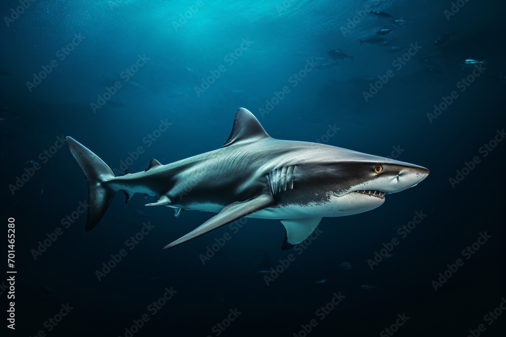 Closeup of a shark in the ocean