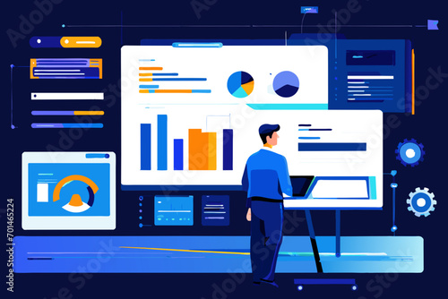 AI-driven financial analysis vektor illustation