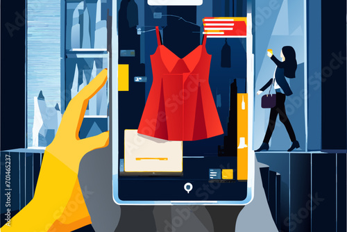 Augmented reality shopping vektor illustation