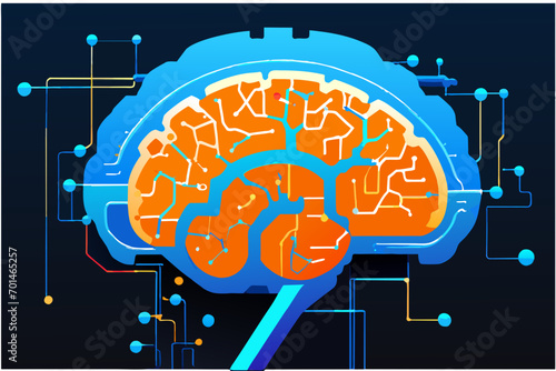 Brain-computer interface vektor illustation