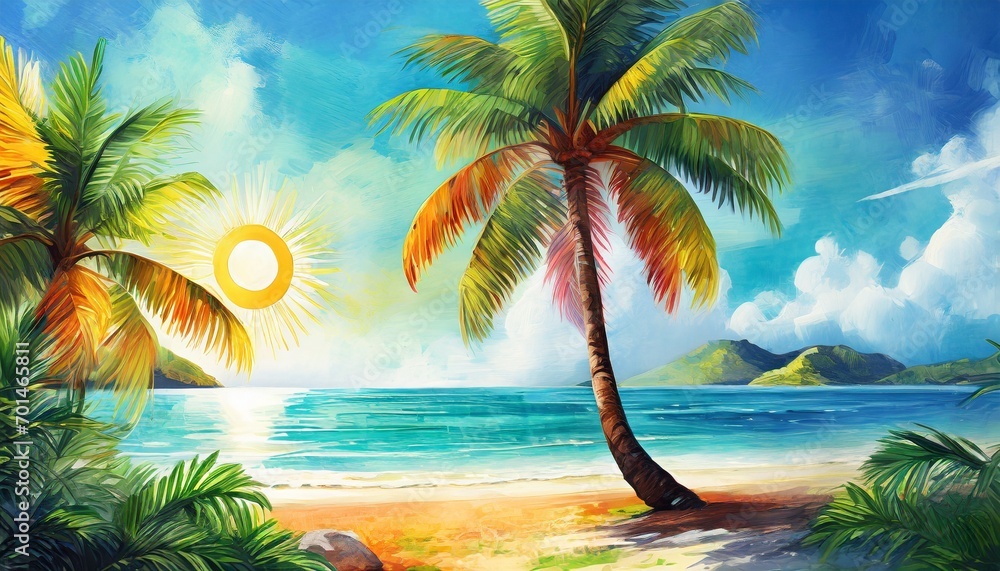 Naklejka premium Palm Tree Sunset Background