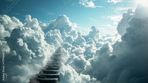 Illustration of a long ladder leading upward to heaven photo